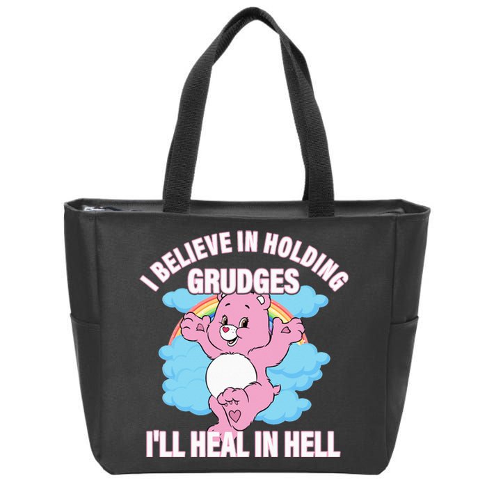 I Believe In Holding Grudges I’ll Heal In Hell Apparel Long Sleeve Zip Tote Bag