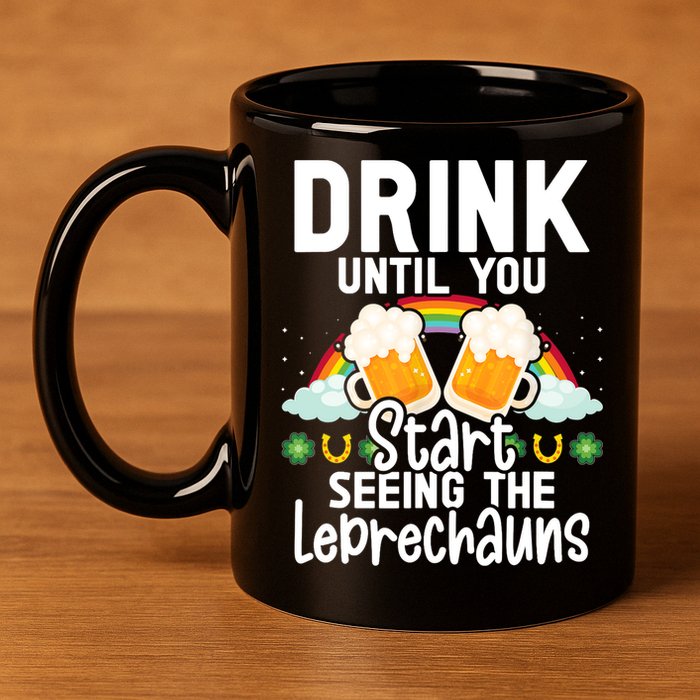 Irish Beer Ireland Flag St. Patricks Day Leprechau 11oz C Handle Ceramic Mug