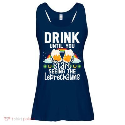 Irish Beer Ireland Flag St. Patricks Day Leprechau Ladies Essential Flowy Tank