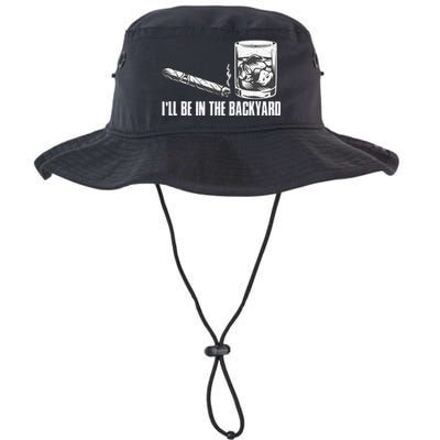 Ill Be In The Backyard Cigar & Whiskey Lover Funny Bucket Hat