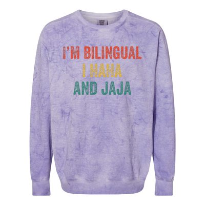 Im Bilingual I Haha And Jaja Funny Spanish Spanglish Teacher Colorblast Crewneck Sweatshirt