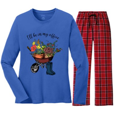 I'll Be In My Office Garden Gift Gardener Gardening Gift Women's Long Sleeve Flannel Pajama Set 