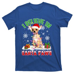 I Believe In Santa Paws Funny Santa Chihuahua Light In Snow Gift T-Shirt