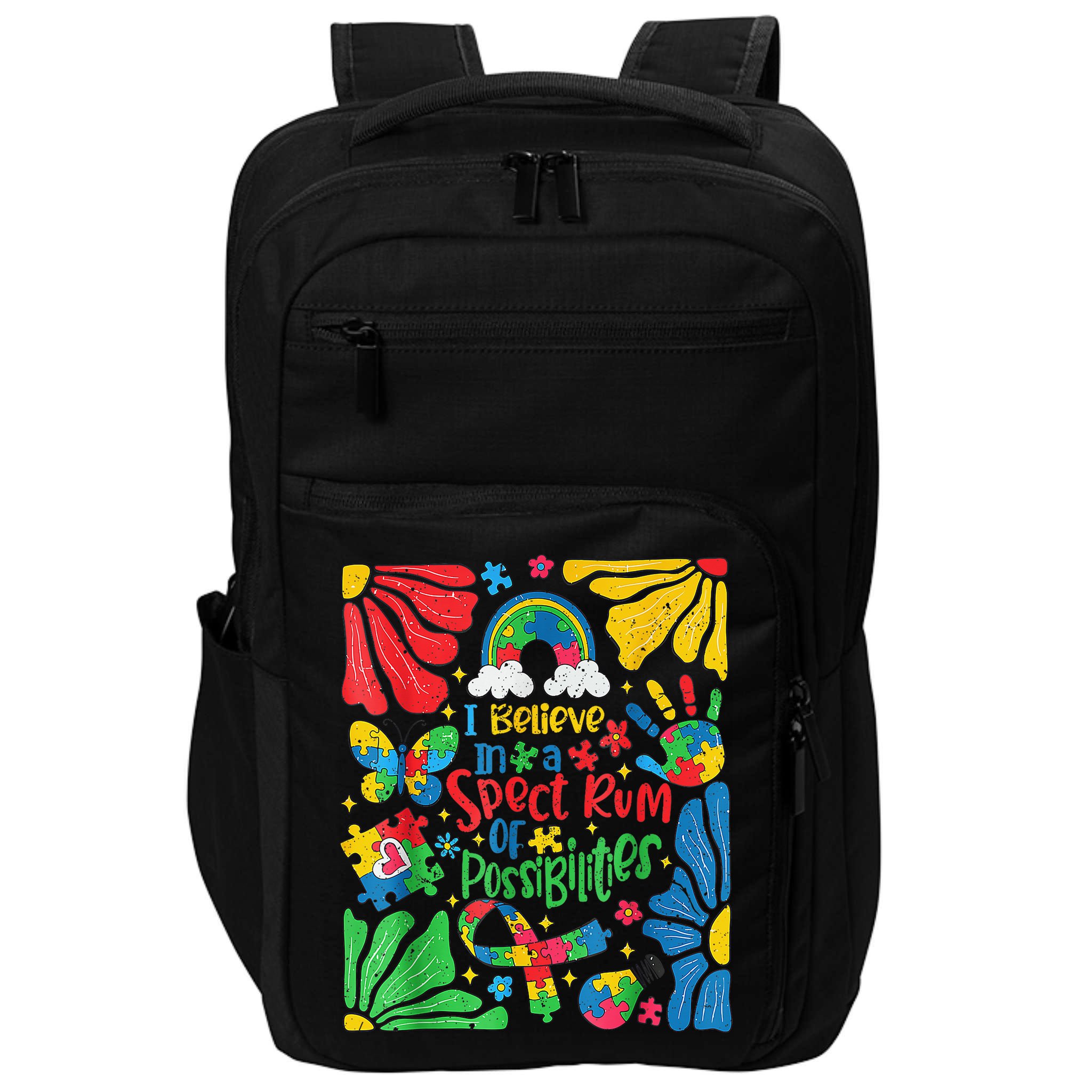 I Believe In A Spectrum Of Possibilities Autism Awareness Impact Tech Backpack