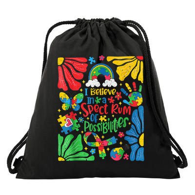I Believe In A Spectrum Of Possibilities Autism Awareness Drawstring Bag