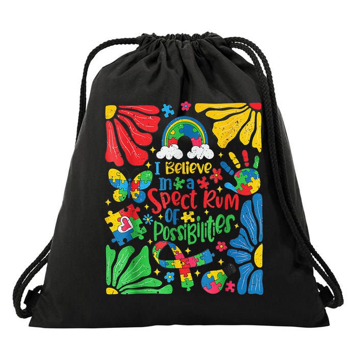 I Believe In A Spectrum Of Possibilities Autism Awareness Drawstring Bag