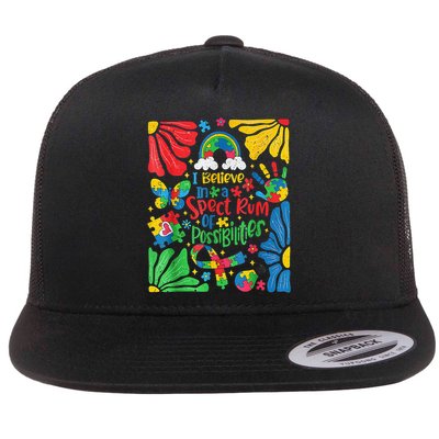 I Believe In A Spectrum Of Possibilities Autism Awareness Flat Bill Trucker Hat