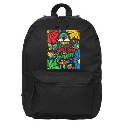 I Believe In A Spectrum Of Possibilities Autism Awareness 16 in Basic Backpack