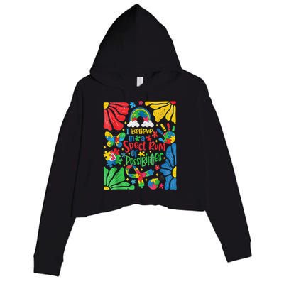 I Believe In A Spectrum Of Possibilities Autism Awareness Crop Fleece Hoodie