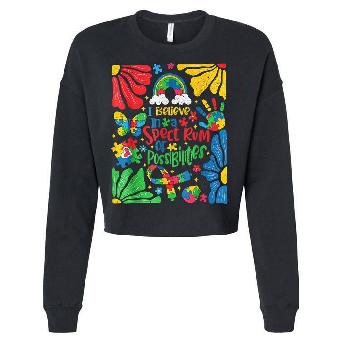 I Believe In A Spectrum Of Possibilities Autism Awareness Cropped Pullover Crew