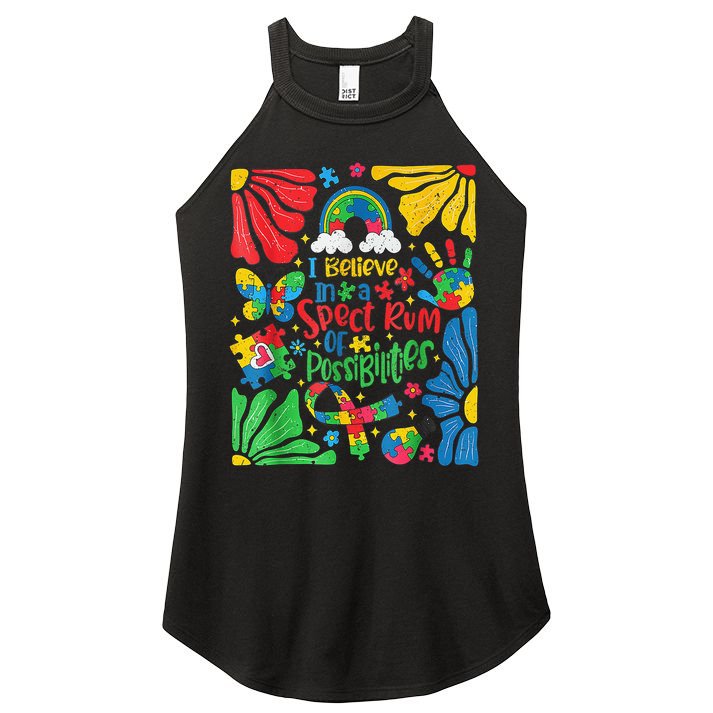 I Believe In A Spectrum Of Possibilities Autism Awareness Women's Perfect Tri Rocker Tank
