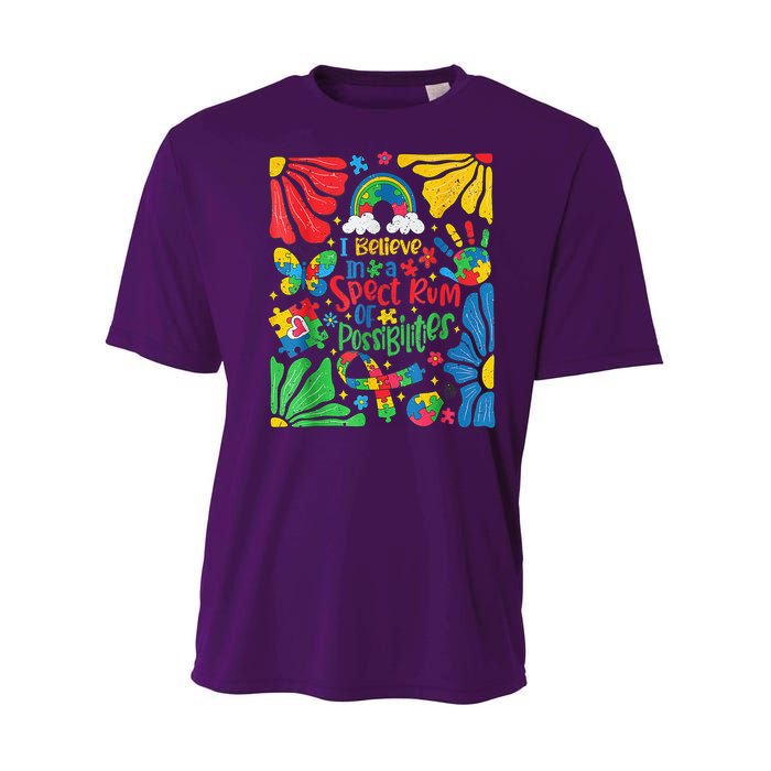 I Believe In A Spectrum Of Possibilities Autism Awareness Youth Performance Sprint T-Shirt