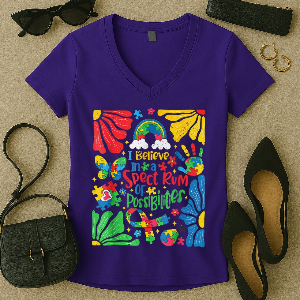 I Believe In A Spectrum Of Possibilities Autism Awareness Women's V-Neck T-Shirt