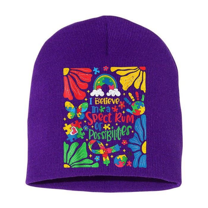 I Believe In A Spectrum Of Possibilities Autism Awareness Short Acrylic Beanie
