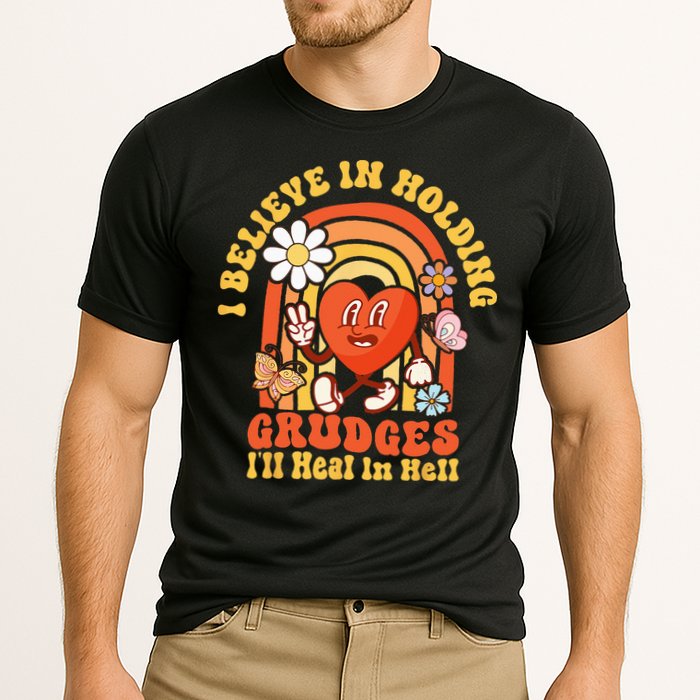 I Believe In Holding Grudges Ill Heal In Hell Rainbow Heart Cooling Performance Crew T-Shirt