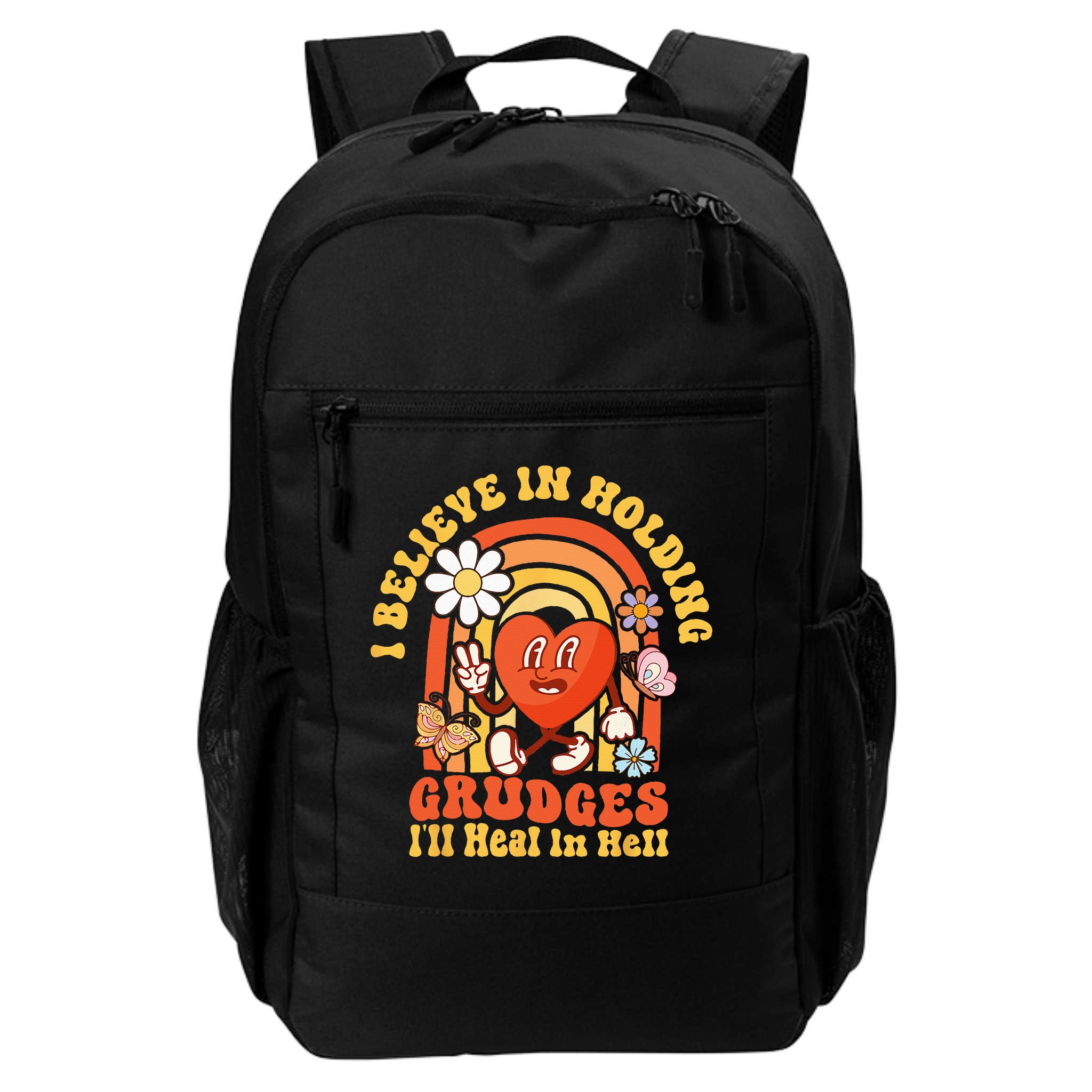 I Believe In Holding Grudges Ill Heal In Hell Rainbow Heart Backpack