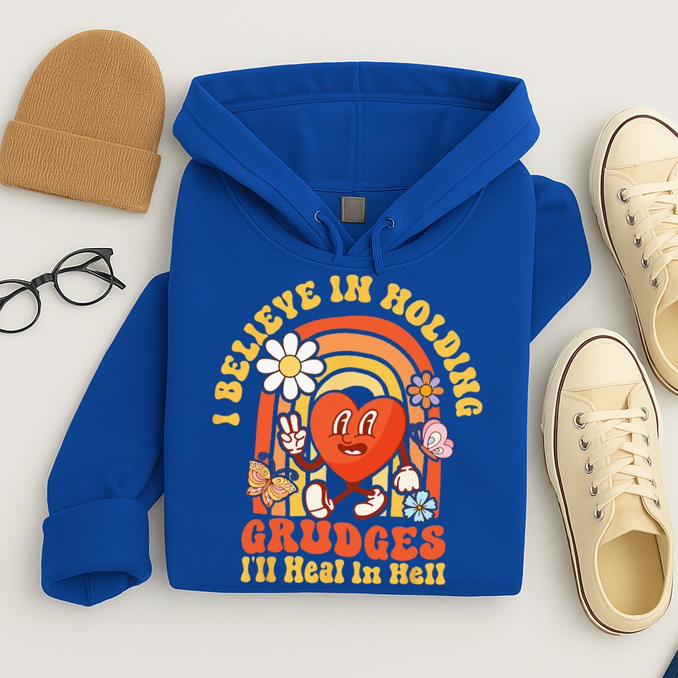 I Believe In Holding Grudges Ill Heal In Hell Rainbow Heart Hoodie