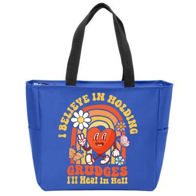 I Believe In Holding Grudges Ill Heal In Hell Rainbow Heart Zip Tote Bag