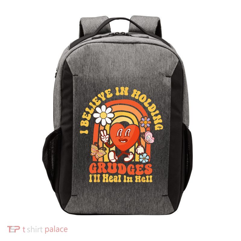 I Believe In Holding Grudges Ill Heal In Hell Rainbow Heart Vector Backpack