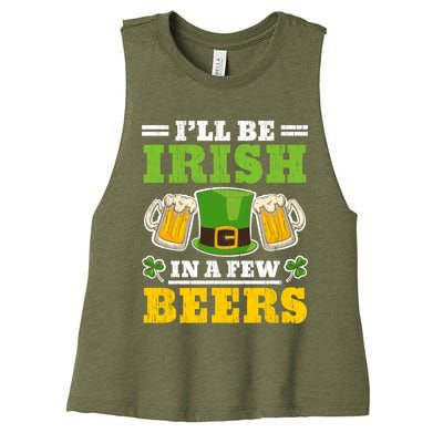 I'll Be Irish In A Few Beers Shenanigan Saint Patrick's Day Women's Racerback Cropped Tank