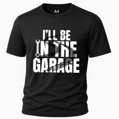 ILl Be In The Garage American Us Flag Mechanic Dad Grandpa Great Gift Cooling Performance Crew T-Shirt