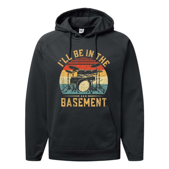 ILl Be In The Basement Drumming For Women Funny Drummer Performance Fleece Hoodie