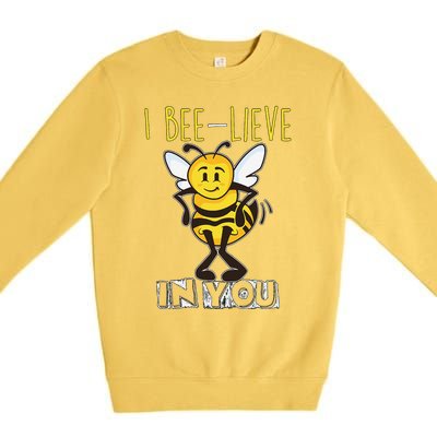 I Beelieve In You Teacher Testing Day Test Day Premium Crewneck Sweatshirt