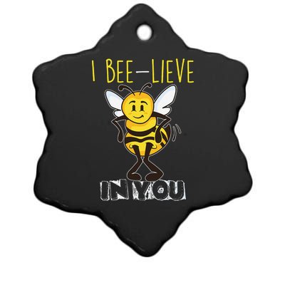 I Beelieve In You Teacher Testing Day Test Day Ceramic Star Ornament