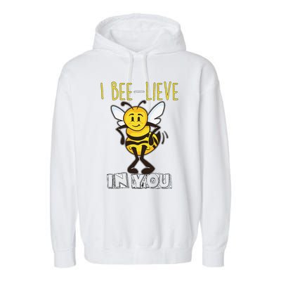 I Beelieve In You Teacher Testing Day Test Day Garment-Dyed Fleece Hoodie