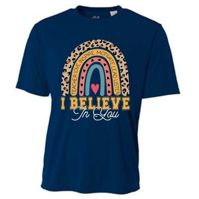 I Believe In You Rainbow Motivational Testing Day Teacher Cooling Performance Crew T-Shirt