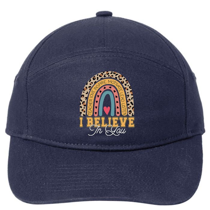 I Believe In You Rainbow Motivational Testing Day Teacher 7-Panel Snapback Hat