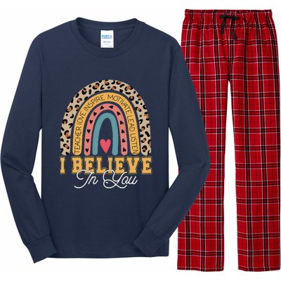 I Believe In You Rainbow Motivational Testing Day Teacher Long Sleeve Pajama Set