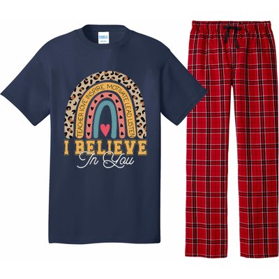 I Believe In You Rainbow Motivational Testing Day Teacher Pajama Set