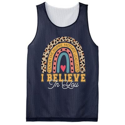 I Believe In You Rainbow Motivational Testing Day Teacher Mesh Reversible Basketball Jersey Tank