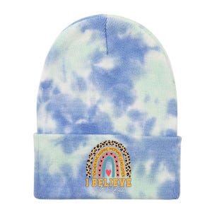 I Believe In You Rainbow Motivational Testing Day Teacher Tie Dye 12in Knit Beanie