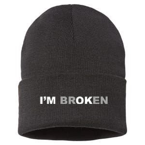 I'm Broken, I'm Ok Inspirational Sustainable Knit Beanie