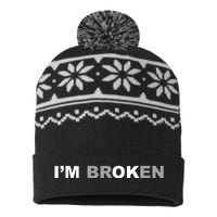 I'm Broken, I'm Ok Inspirational USA-Made Snowflake Beanie