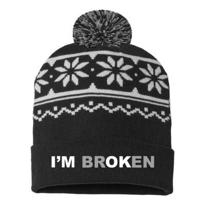 I'm Broken, I'm Ok Inspirational USA-Made Snowflake Beanie