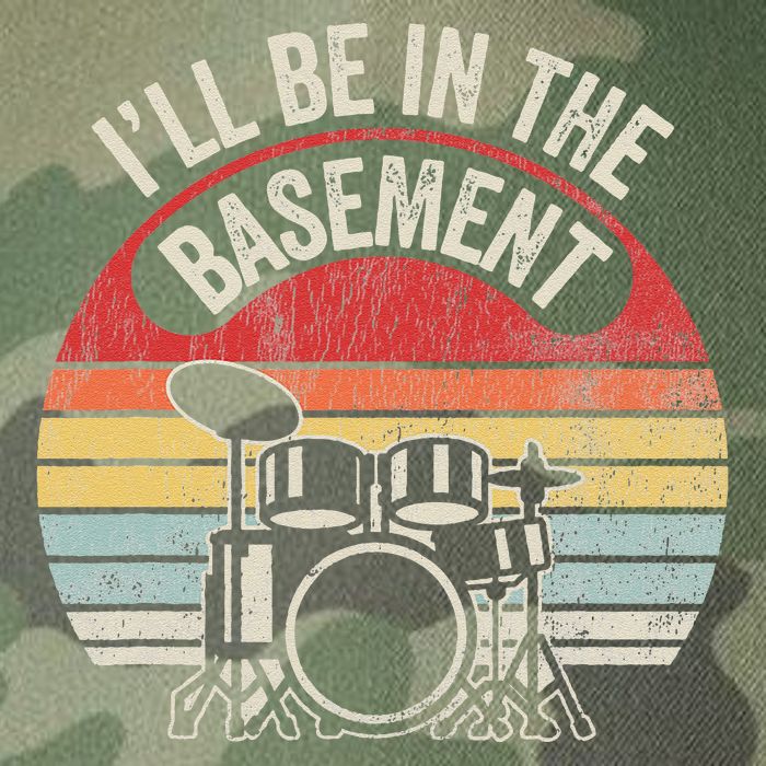 ILl Be In The Basement Drum Set Retro Vibe Legacy Tie Dye Trucker Hat