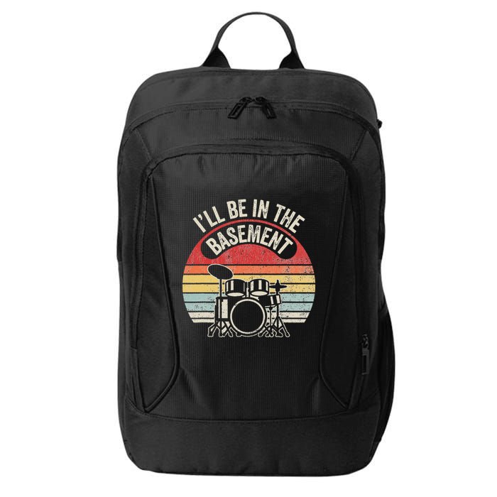 ILl Be In The Basement Drum Set Retro Vibe City Backpack