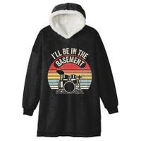 ILl Be In The Basement Drum Set Retro Vibe Hooded Wearable Blanket