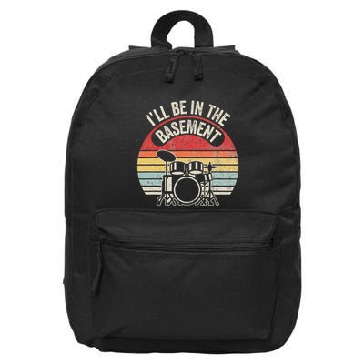 ILl Be In The Basement Drum Set Retro Vibe 16 in Basic Backpack