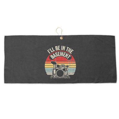 ILl Be In The Basement Drum Set Retro Vibe Large Microfiber Waffle Golf Towel