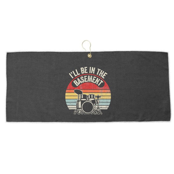 ILl Be In The Basement Drum Set Retro Vibe Large Microfiber Waffle Golf Towel
