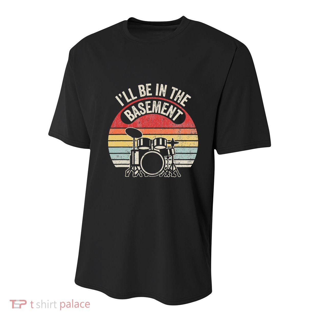 ILl Be In The Basement Drum Set Retro Vibe Youth Performance Sprint T-Shirt