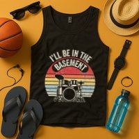 ILl Be In The Basement Drum Set Retro Vibe Tank Top