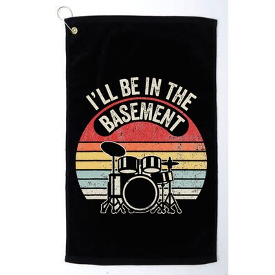 ILl Be In The Basement Drum Set Retro Vibe Golf Towel