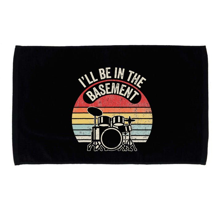 ILl Be In The Basement Drum Set Retro Vibe Microfiber Hand Towel