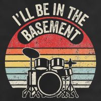 ILl Be In The Basement Drum Set Retro Vibe Microfiber Hand Towel