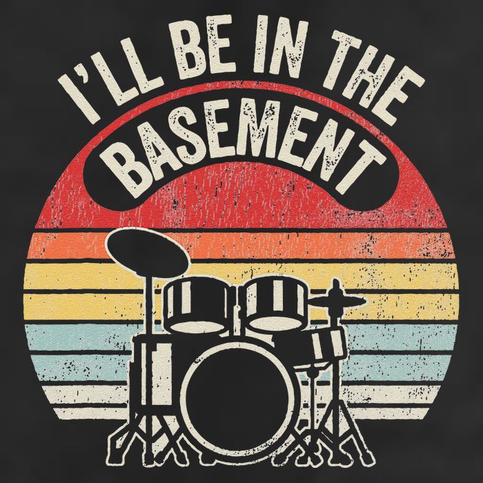 ILl Be In The Basement Drum Set Retro Vibe Microfiber Hand Towel